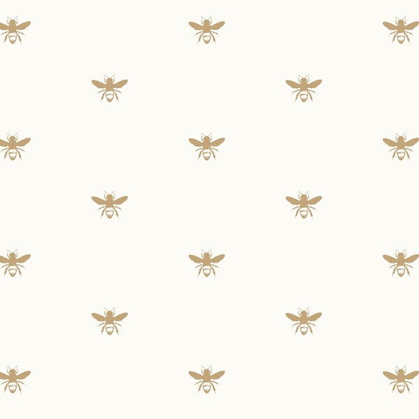 Manhattan Comfort Oceanside, Vinyl Regal Bee In Gold And White Wallpaper, 205 In X 33 Ft = 56 Sq Ft Oceanside - main